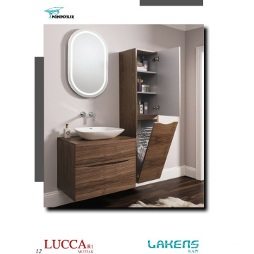 Современный стиль ванной комнаты горизонтальная американский орех шпонированные двери с проводом высокий Корзина